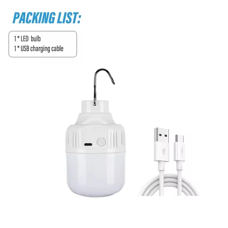 USB Rechargeable Camping Light Bulb Super Bright Portable LED 3 Modes Outdoor Lamp Emergency Fishing BBQ Tents Night Lighting