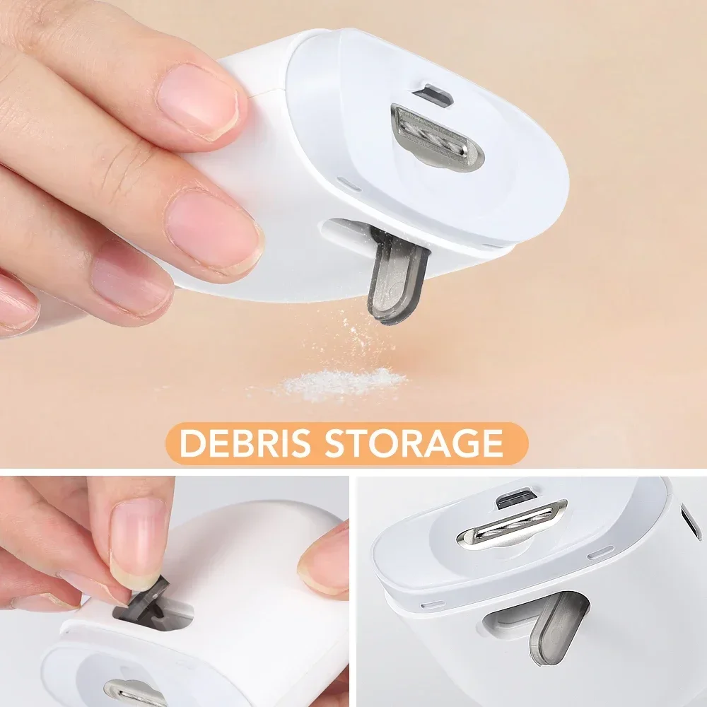 Mini Electric Nail Clipper With LED Light Rechargeable Automatic Portable Nail Grinder for Children Adult Safe Clipper Tools