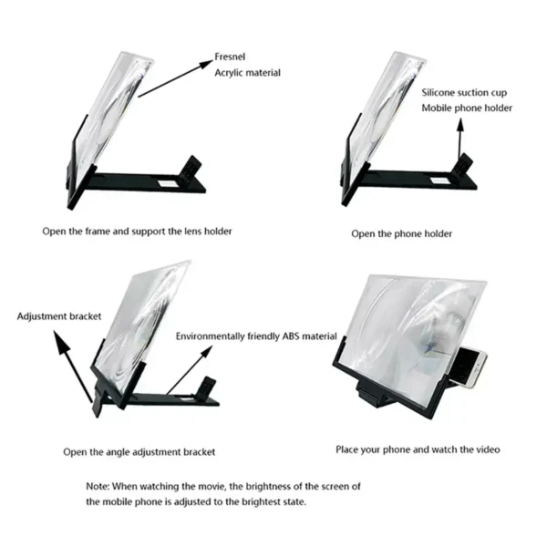 Foldable 3D High-definition Mobile Phone Screen Amplifier Landscape TV Movie Amplifier 14 inch Display Screen Phone Holder Stand