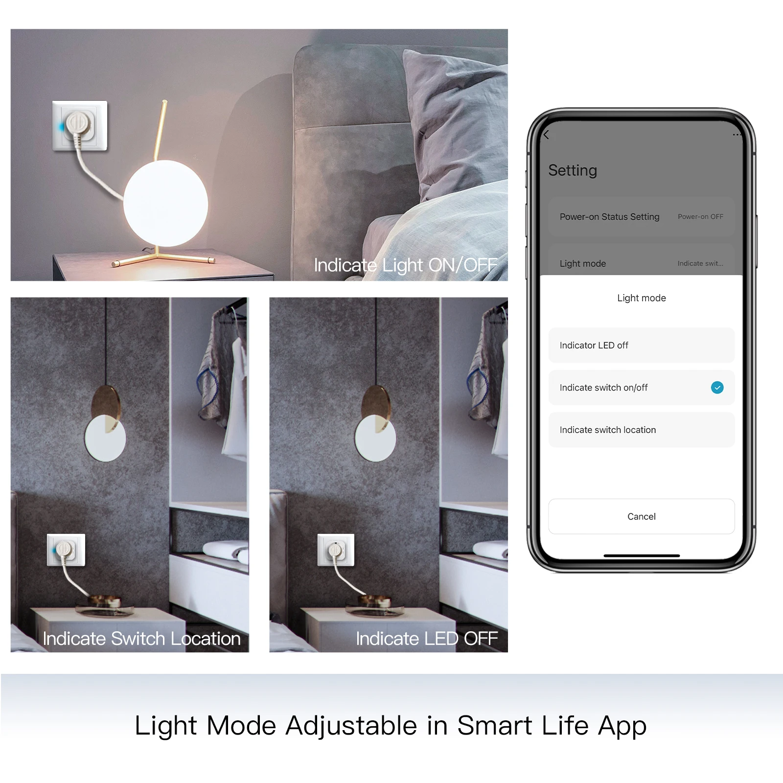 MOES WiFi Smart Power Socket Plug Brightness Adjust Timer For Tuya Smart Life App,Alexa Google Voice Control EU/UK/US