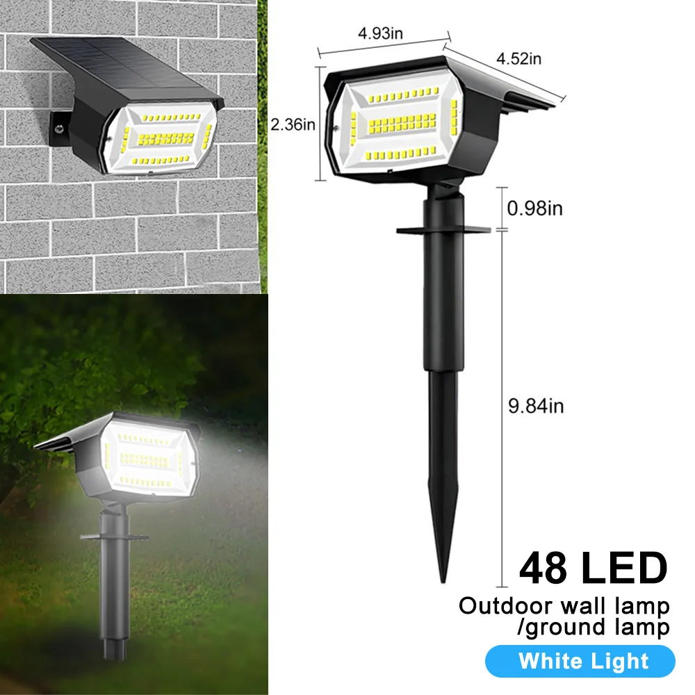 72 LED Solar Spotlights Outdoor Landscape Waterproof 108/136 LEDS Solar Powered Wall Light Auto On/Off for Yard Garden Pathway