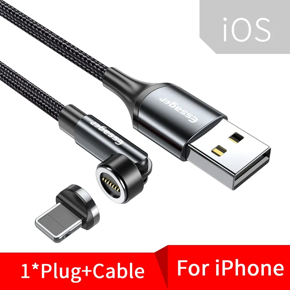 Essager 540 Rotate 3A Fast Charging Magnetic Cable Micro USB Type C Cable For iPhone Xiaomi Magnet Charger Phone Data Wire Cord