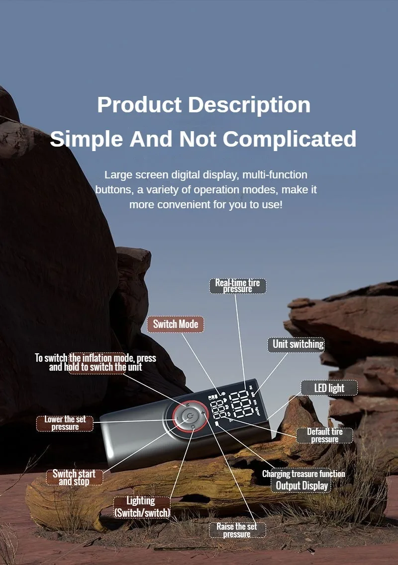 Wireless Tire Inflator Pump 6000mAh Electric Portable Car Air Compressor Fast Inflate Air Pump for Moto Bike Car Tyre Balls