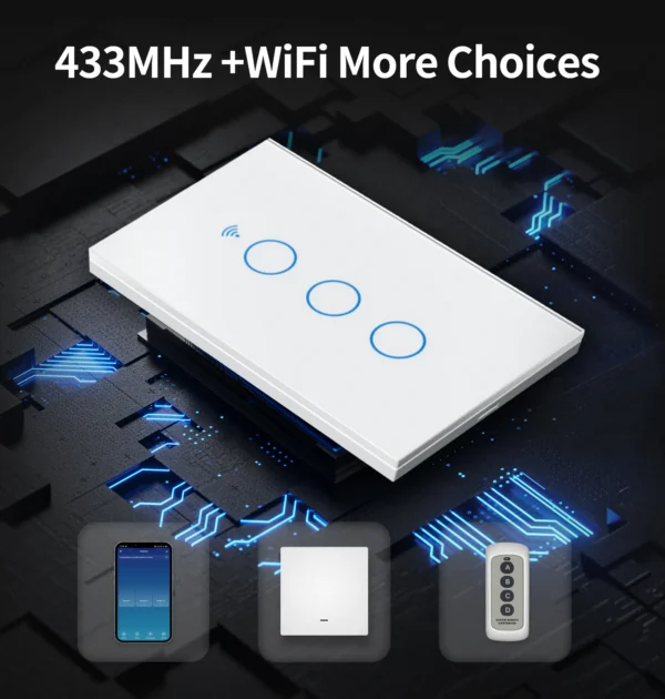 TNCE Tuya US WiFi/Zigbee Smart Wall Switch 1/2/3/4 Gang Light Switch Smart Touch Sensor Smart Home  Work with Alexa Google Home