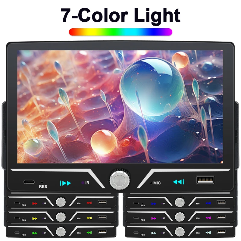 Hippcron Car Radio 1 Din Wireless Android Auto Carplay MP5 Stereo 7" IPS Screen Bluetooth Mirror Link Type-C Charging Universal