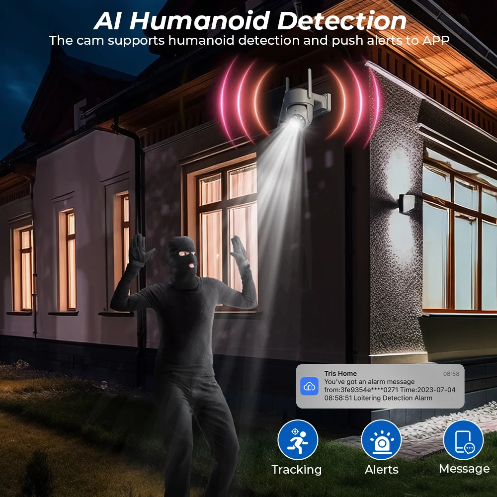 WiFi PTZ Camera Outdoor Wireless Solar IP Camera 4MP HD Built-in Battery Video Surveillance Camera Long Time Standby iCsee APP