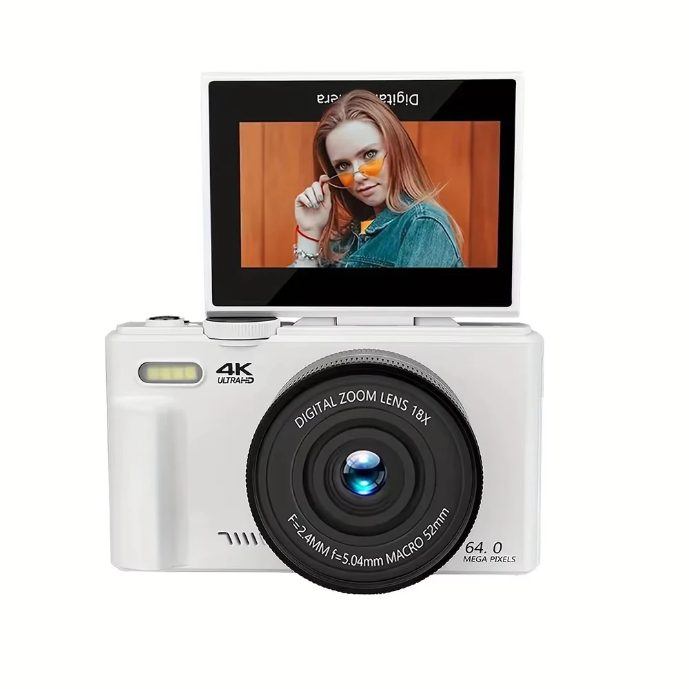 Compact Digital Photography Camera 4K 18X Digital Zoom Vintage Video Recorder YouTube WiFi Webcam 64MP 180° Flip Screen Cameras
