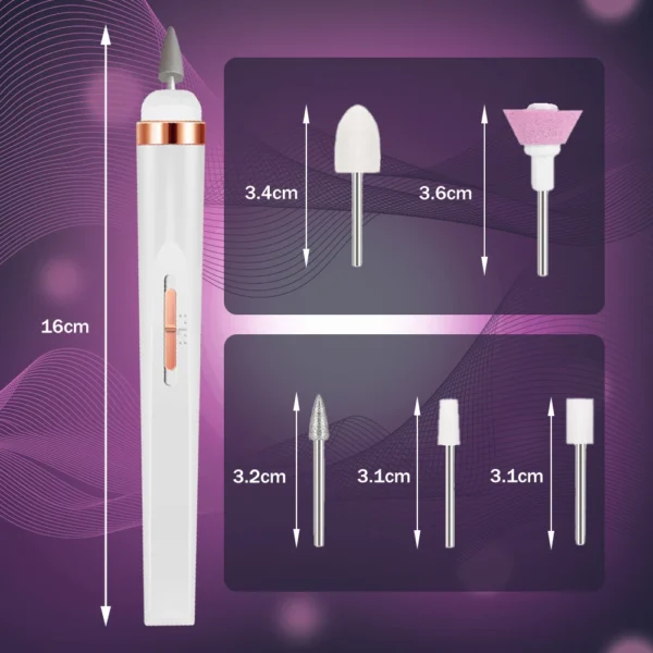 Electric Nail Polish Drill Set Machine With Light Multiple Gears Portable With Battery Electric Manicure Art Tools