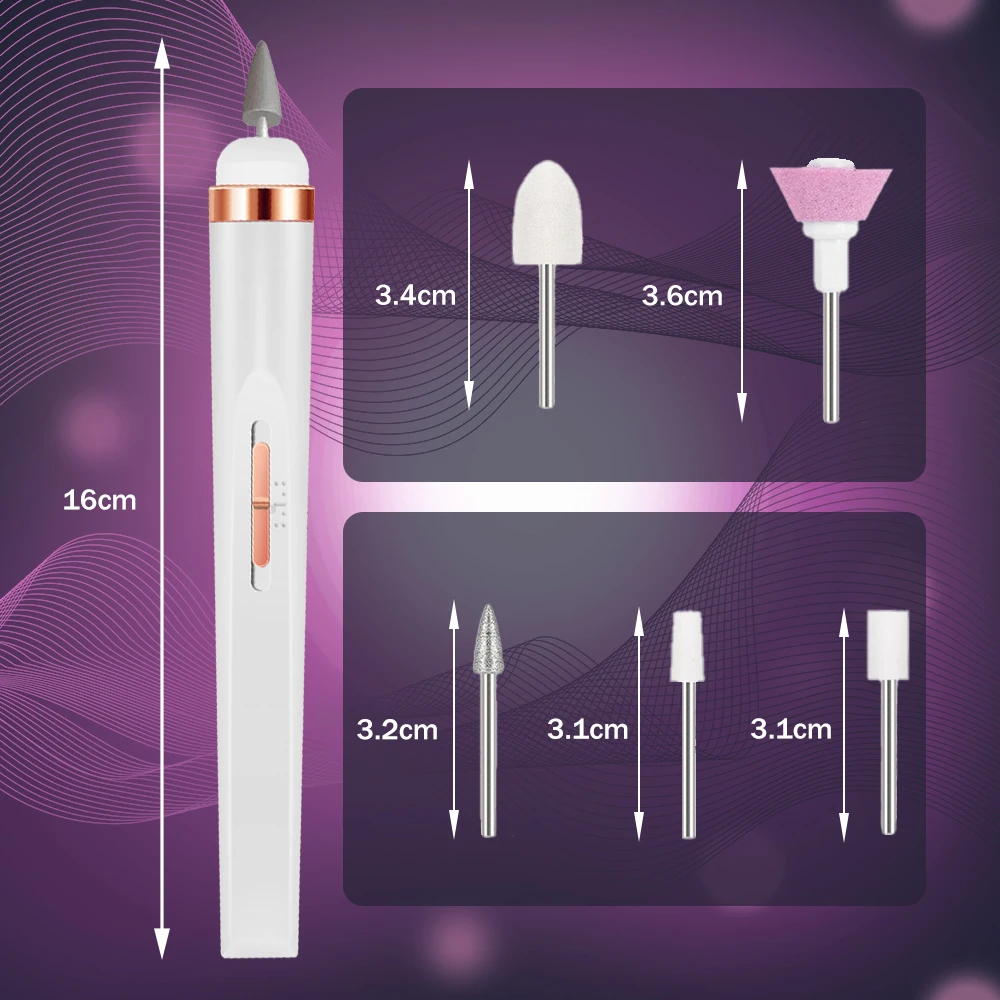Electric Nail Polish Drill Set Machine With Light Multiple Gears Portable With Battery Electric Manicure Art Tools