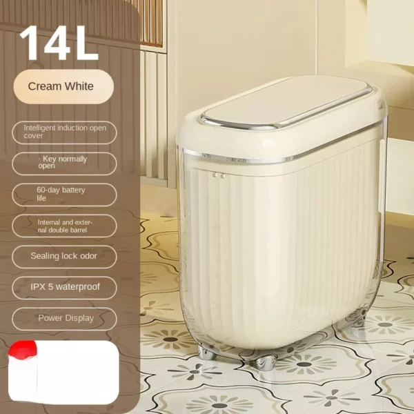 14L Smart Sensor trash can With Display Type-C Recharging Automatic Wastebin For Bathroom Kitchen Toilet Wastebasket Smart home