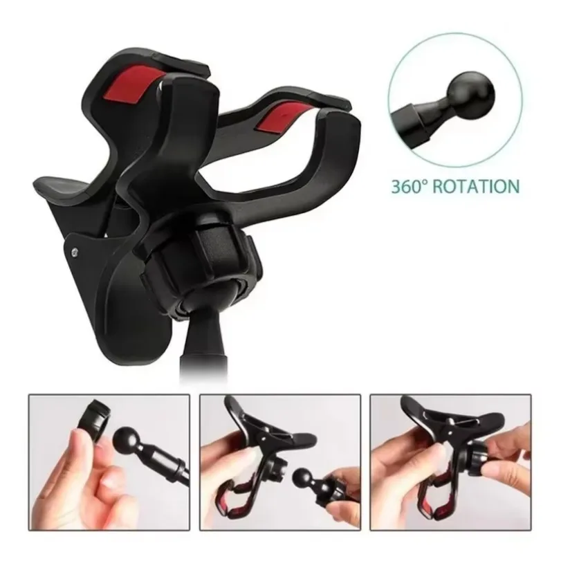 360° Rotation Adjustable Spiral Long Arm Phone Holder Clip Lazy Bedside Table Side Phone Stand for Live Record Cellphone Bracket