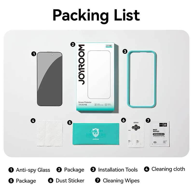 Joyroom 1/2Pcs Anti-spy Glass For iPhone 16 15 14 Pro Max Glass For iPhone 16 15 14 13 12 Pro Max Privacy Screen Protector