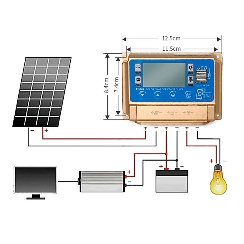 12V/24V 30A/40A/50A/60A High Definition LCD Large Digital Display Bluetooth WIFI Solar Charge Controller MPPT Controller Solar