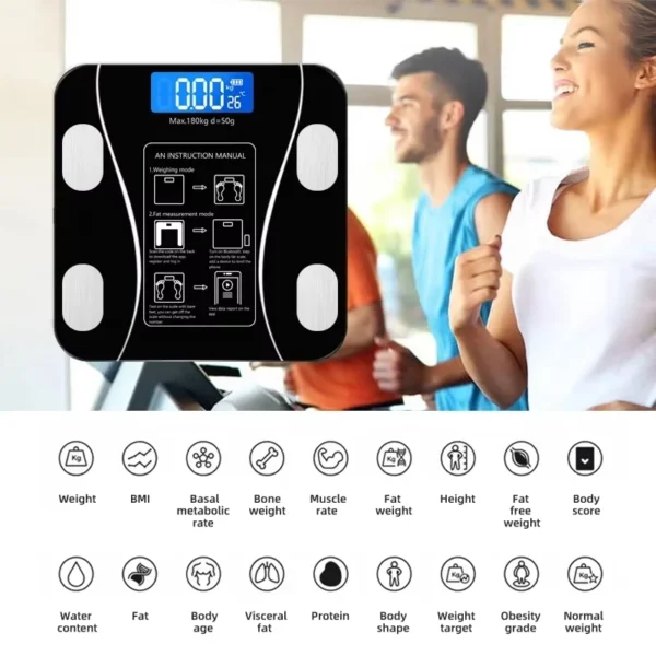 Smart APP synchronized body fat scale bathroom digital scale Bluetooth weight loss body fat scale body composition analyzer