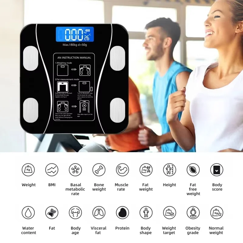Smart APP synchronized body fat scale bathroom digital scale Bluetooth weight loss body fat scale body composition analyzer