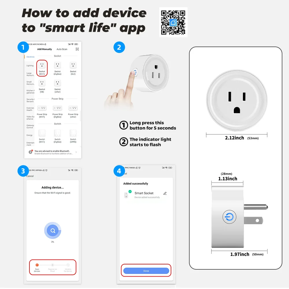 Tuya Smart Plug WiFi Socket 20A with Power Monitoring US Canada Mexico Peru Japan Timing Voice Control Support Alexa Google Home