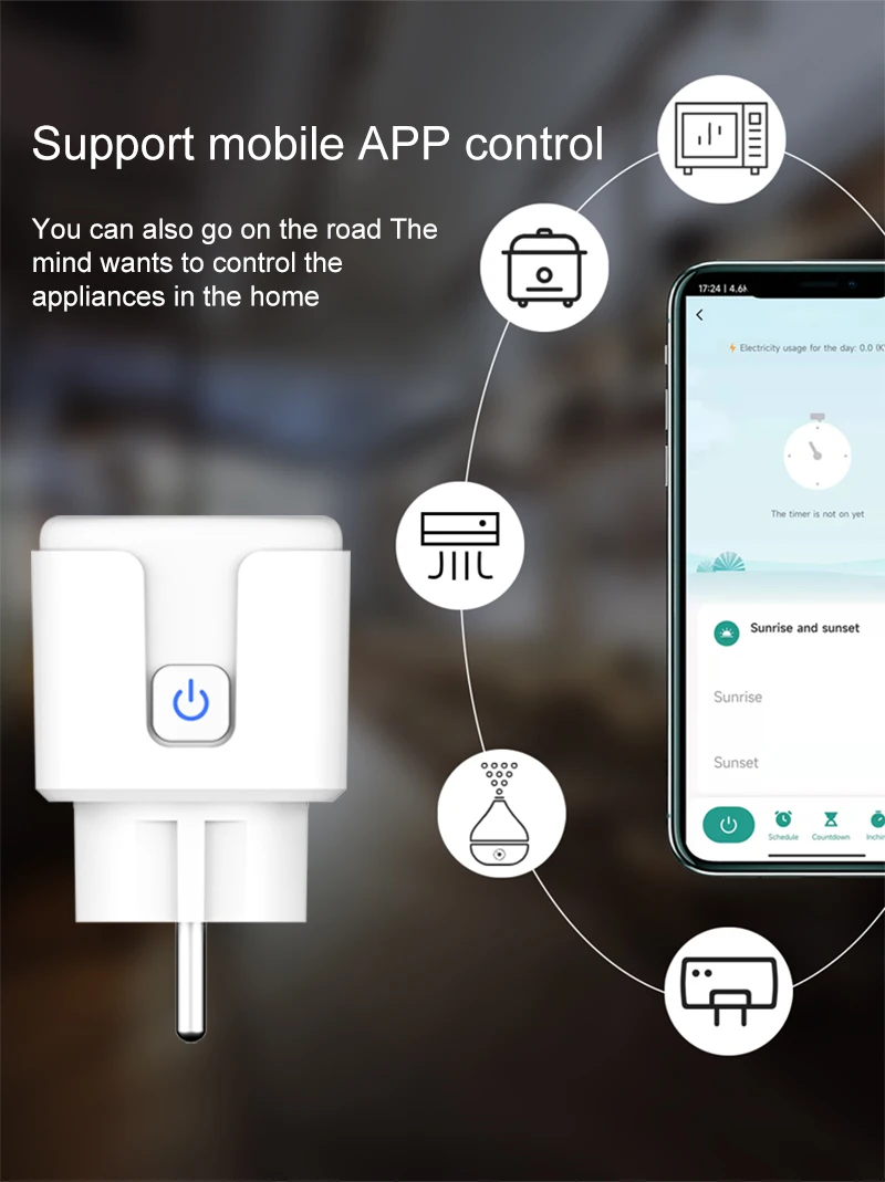 Tuya Smart Plug WiFi&Bluetooth FR Socket 16A with Power Monitor Voice Control Timing Smart Life Control Works with Alexa Google