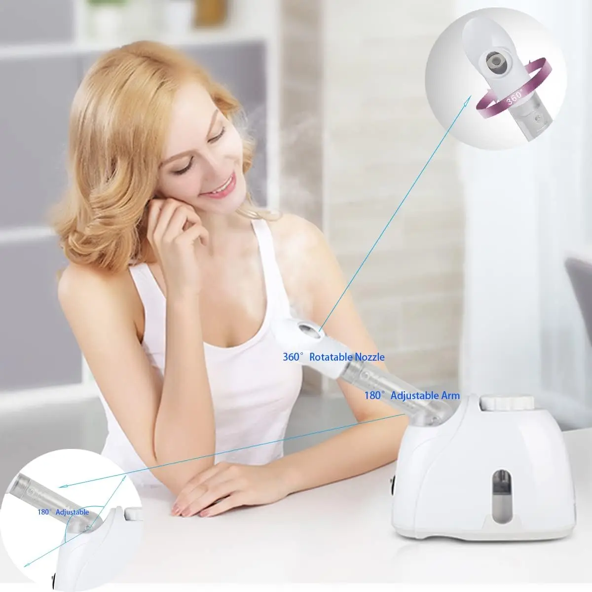 Facial Steamer Hydrating and Moisturizing Adjustable Nozzle for Unclogs Pores Deep Hydration & Cleansing Face Skin Care at Home