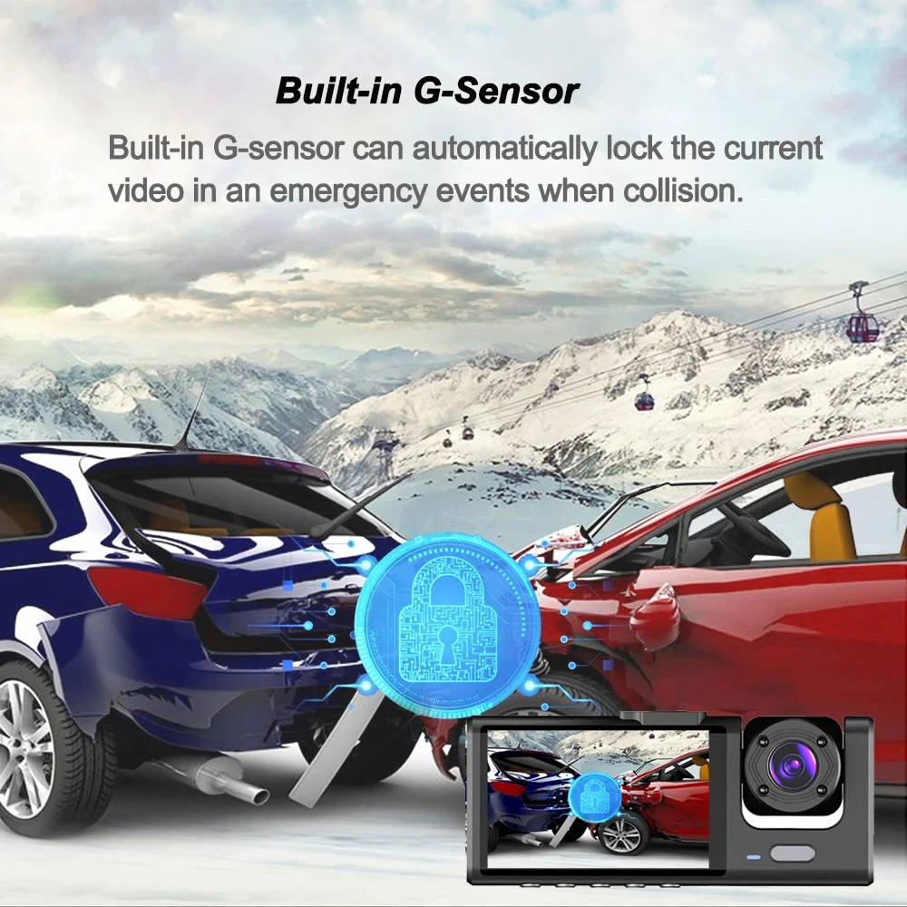 Dash Cam for Cars WIFI APP Car DVR 3 Channel Front Camera Video Recorder Rear View Camera for Vehicle Black Box Car Assecories