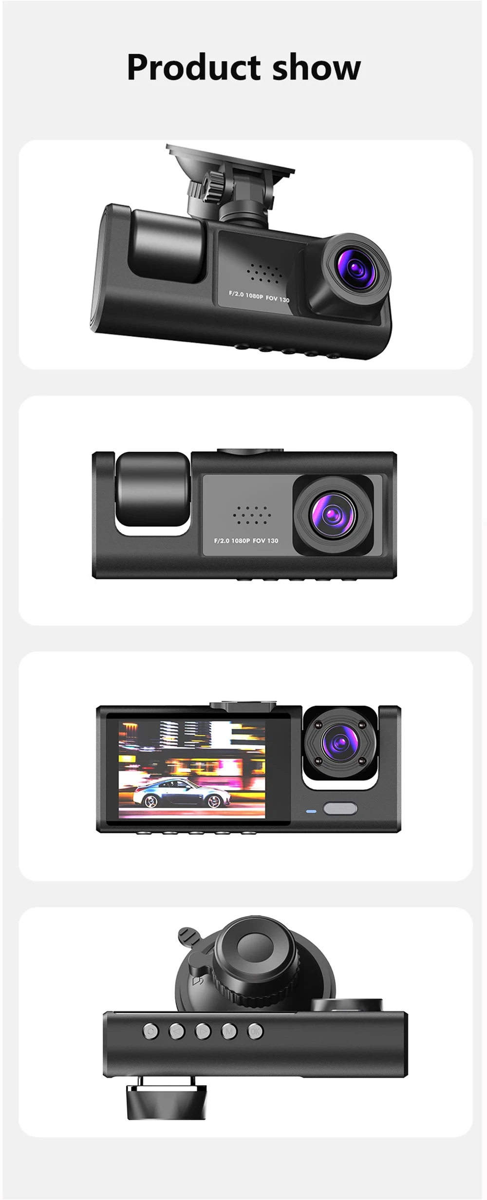 Dash Cam for Cars WIFI APP Car DVR 3 Channel Front Camera Video Recorder Rear View Camera for Vehicle Black Box Car Assecories