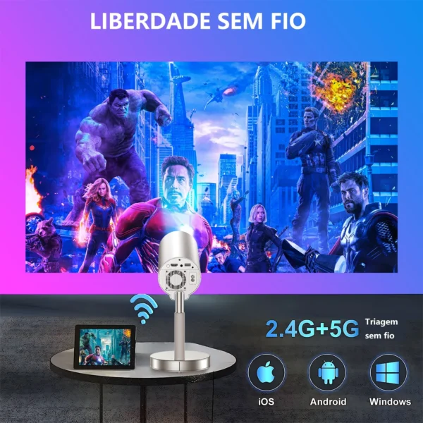 Salange X5 Mini Projector with Built-in Adjustable Stand Physical 720P Support 1080P Android Smart Beamer with Wifi Bluetooth