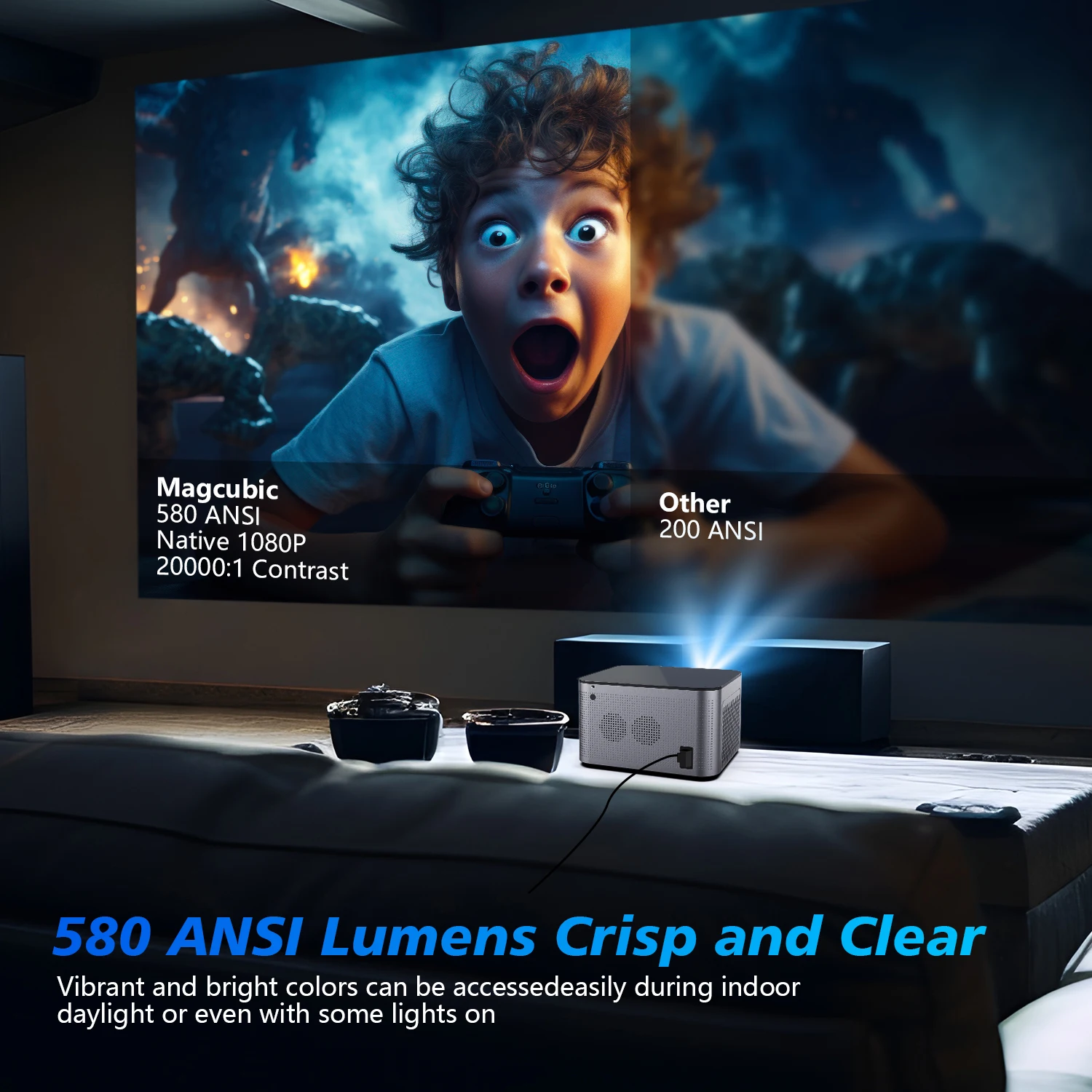 Magcubic 580ANSI Auto Focus Projector Android 11 4K 1080P Wifi6 Voice Control Allwinner H713  BT5.0 Home Cinema HY350 Pro