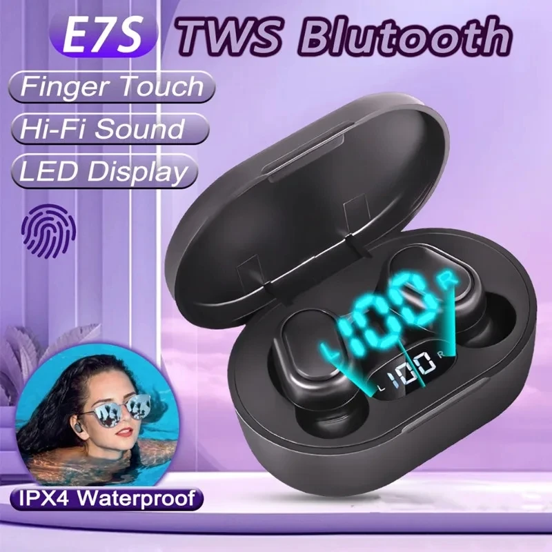 S49c398141c014a408234a185ca44001dD.webp Original E7S Wireless Bluetooth Headset with Mic LED Display Earbuds for iPhone Xiaomi TWS Earphone Bluetooth Headphones Earbuds