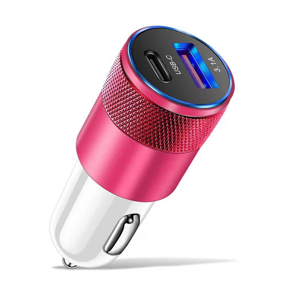 3.1A Dual USB Car Charger QC3.0 Fast Charging PD Phone Charger Auto Cigarette Lighter Adapter 12-24V For iPhone Xiaomi Huawei