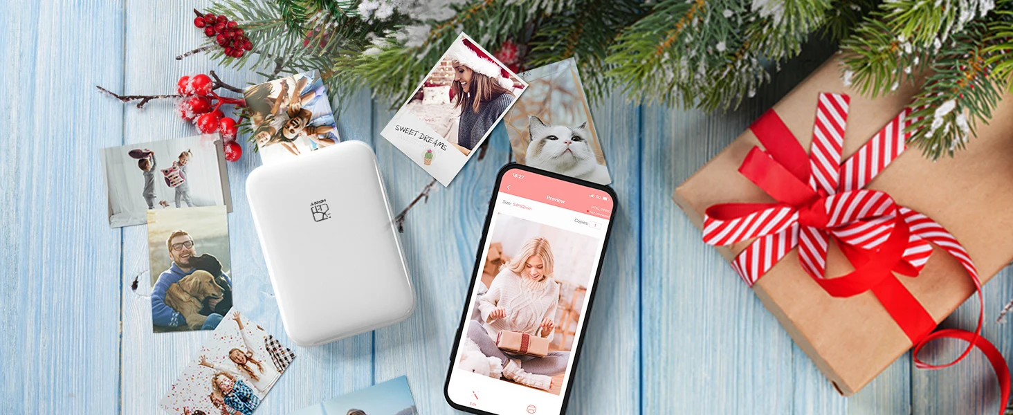 MT53 Portable Color Photo Printer Handheld Pocket Printer 313Dpi 2X3 inch Sticky-backed Photo Paper Printing Machine For Home