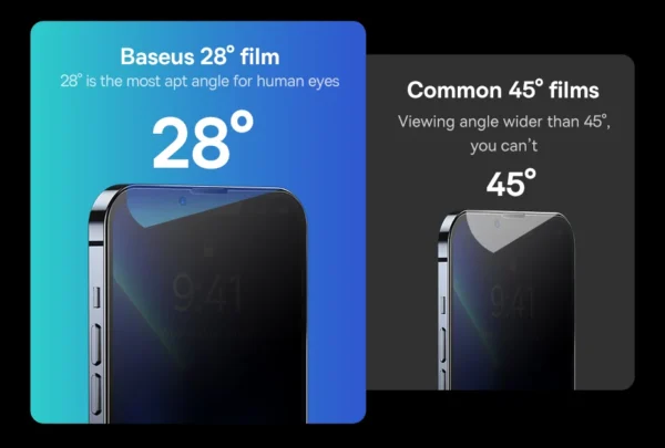 Baseus 0.4mm Corning Tempered Glass for iPhone 16 15 14 13 Pro Max Plus Screen Protector Anti-Peeping Auto Installation Film