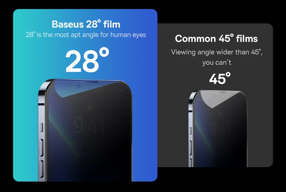 Baseus 0.4mm Corning Tempered Glass for iPhone 16 15 14 13 Pro Max Plus Screen Protector Anti-Peeping Auto Installation Film