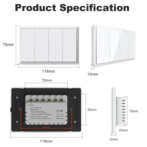 Tuya Smart zigbee Switch No Neutral Wire Required No Capacitor Wall Button Light Switches Work With Alexa Google Home