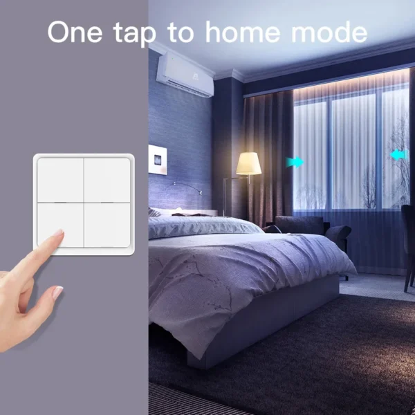 MOES 4 Gang Tuya ZigBee Wireless 12 Scene Switch Push Button Controller Battery Powered Automation Scenario for Tuya Devices