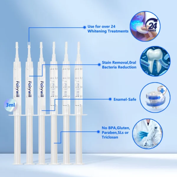 Fairywill Teeth Whitening Kit LED Light W/22% Teeth Whitening Light 6 Carbamide Peroxide Teeth Whitening Gel For Sensitive Teeth