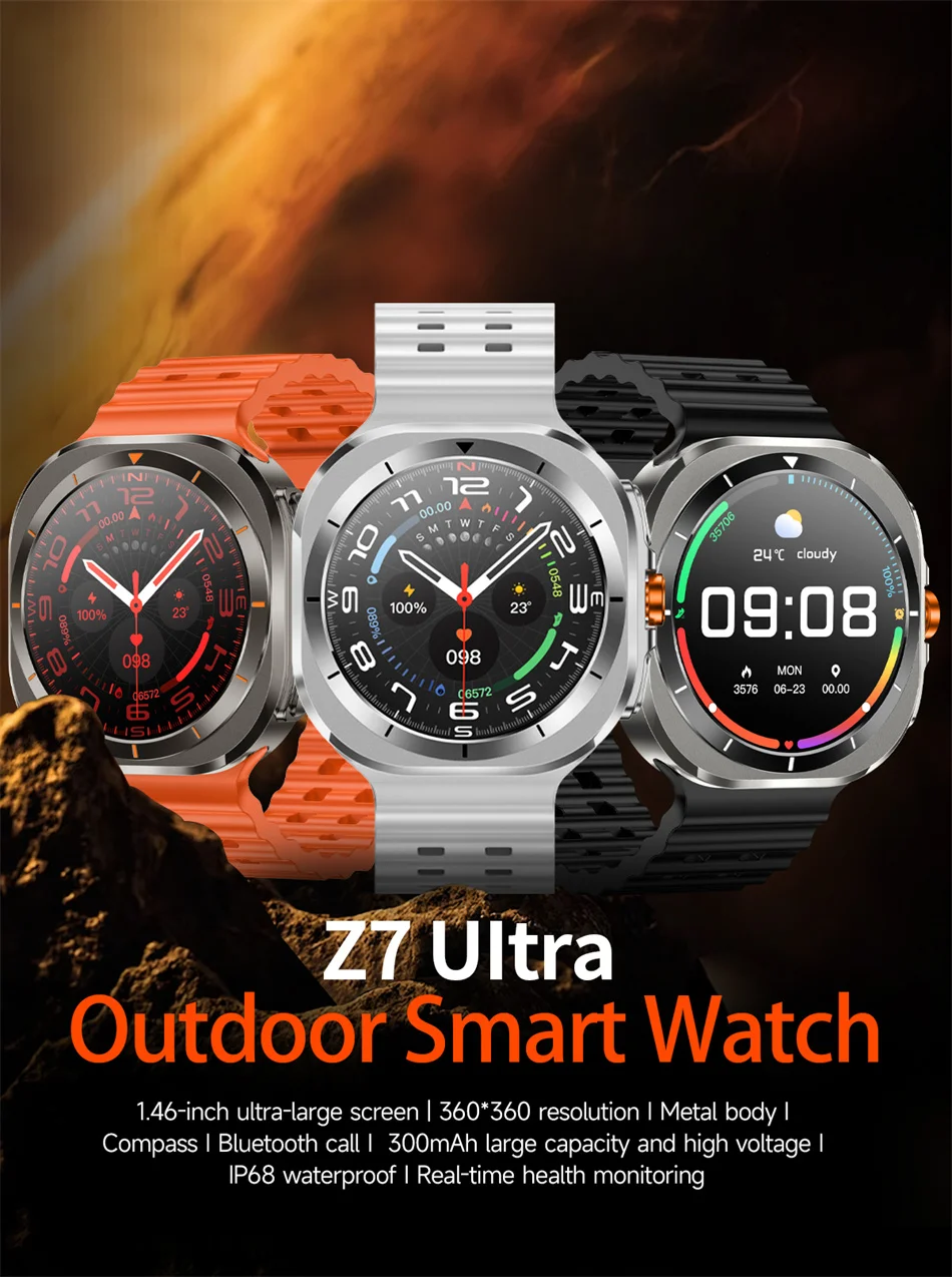 2025 New For Samsung Galaxy Watch 7 Ultra GPS NFC Smart Watch Men 1.43 " AMOLED Always Display IP68 BT Call Sports Smartwatches