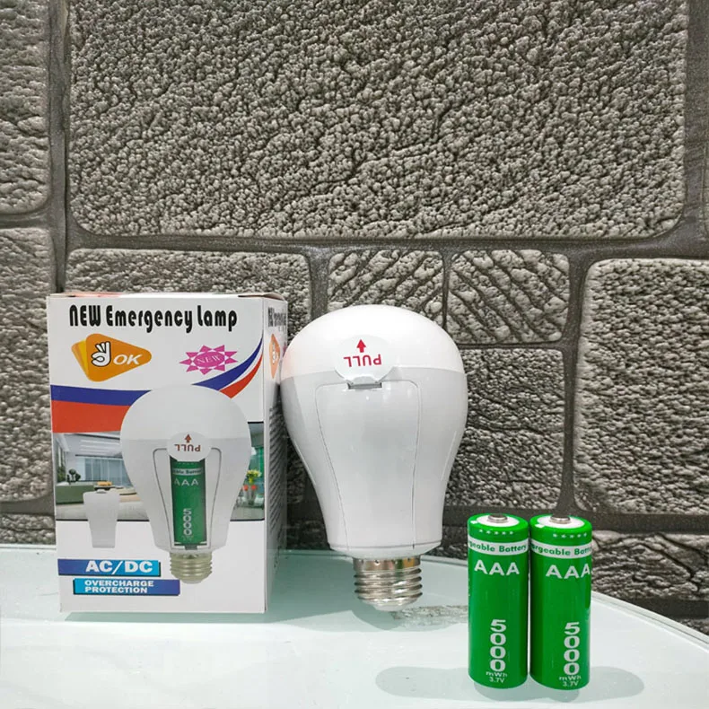LED Bulb Light Smart Charging Chip Power Failure Emergency Home 18650 Battery Flicker-Free with Hook Detachable Emergency Bulb