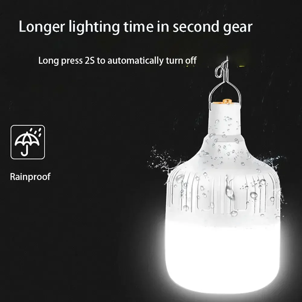 Portable LED Camping Lantern Rechargeable 60W/80W/200W Lamp Bulb High Bright Outdoor Emergency Lighting Fishing Tent Night Light