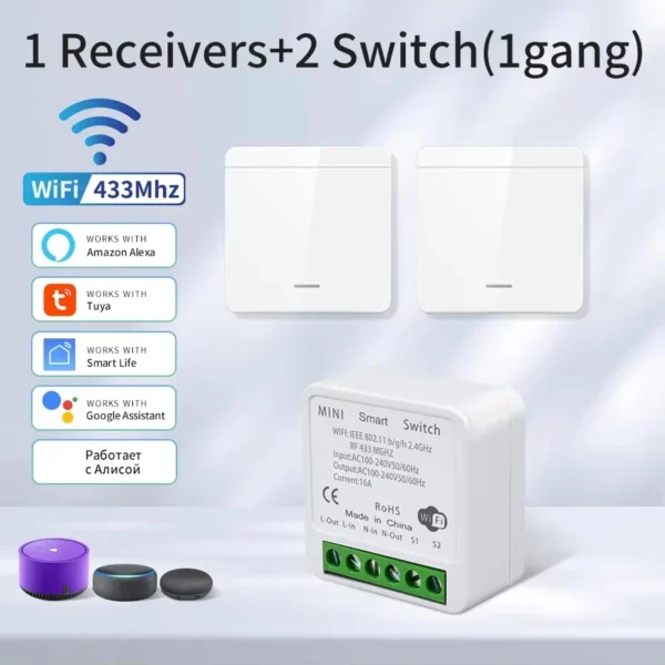 Tuya WiFi Smart Light Switch Smart Home Wireless RF 433mhz Push Button Wall Switch Via Alexa Google Home Alice Smart Life App
