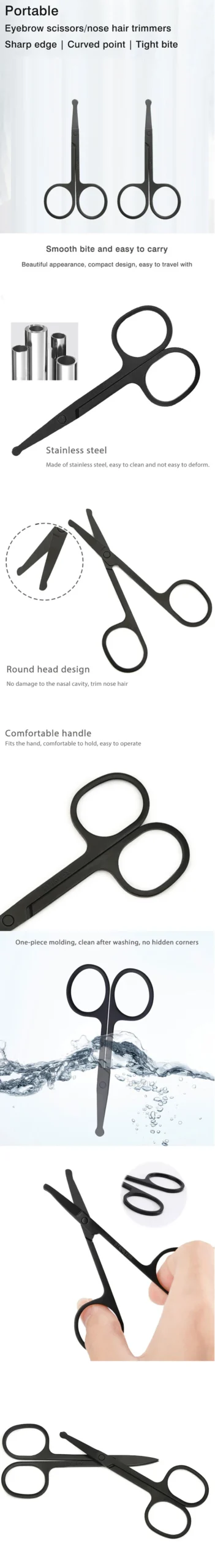 Nose Hair Shears For Personal Care Facial Hair Removal And Ear Nose Eyebrow Trimming Stainless Steel Fine
