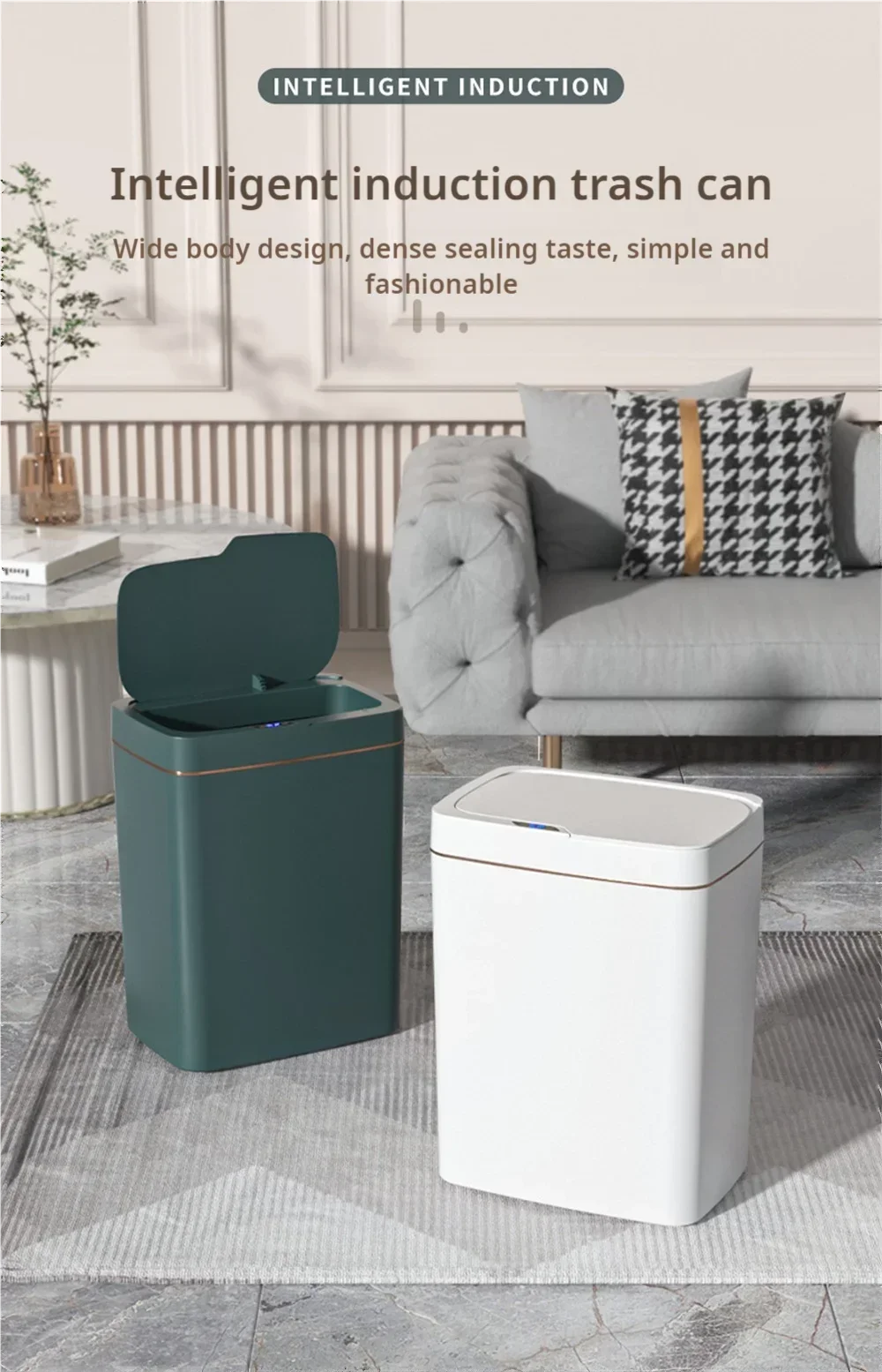 2025 New 15L Smart Trash Can Automatic Touchless Smart Sensor Sensing Trash Can Waterproof Bathroom Kitchen Bedroom Trash Can.