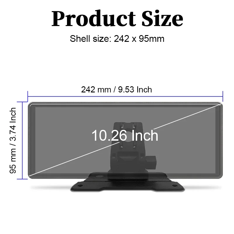 Hippcron 10.26” CarPlay Android Auto Car Radio Multimedia Video Player IPS Touch Screen With AUX USB Support Rearview Camera