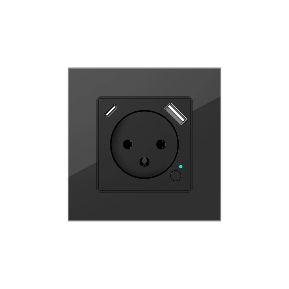 Shawader Tuya WiFi Smart Israel Wall Socket EU Power Plug Outlet USB Type-C PD 20W Charge Port for Iphone Alexa Dot Google Home
