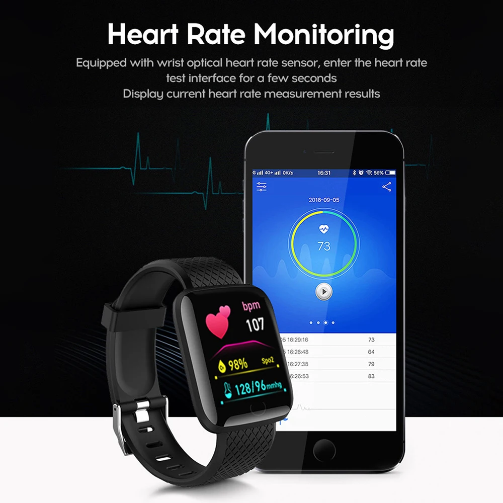 116plus Smart Watch For Men Women Gift 1.3 inch Screen Sports Fitness Watches Wristwatch Bluetooth 5.0 Calls Digital Smartwatch