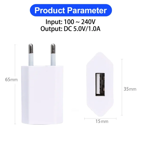 NNBILI 1-5Pcs Universal 5V 1A EU Plug USB Wall Phone Charger For iPhone Samsung Xiaomi Redmi Google Huawei Charger Power Adapter