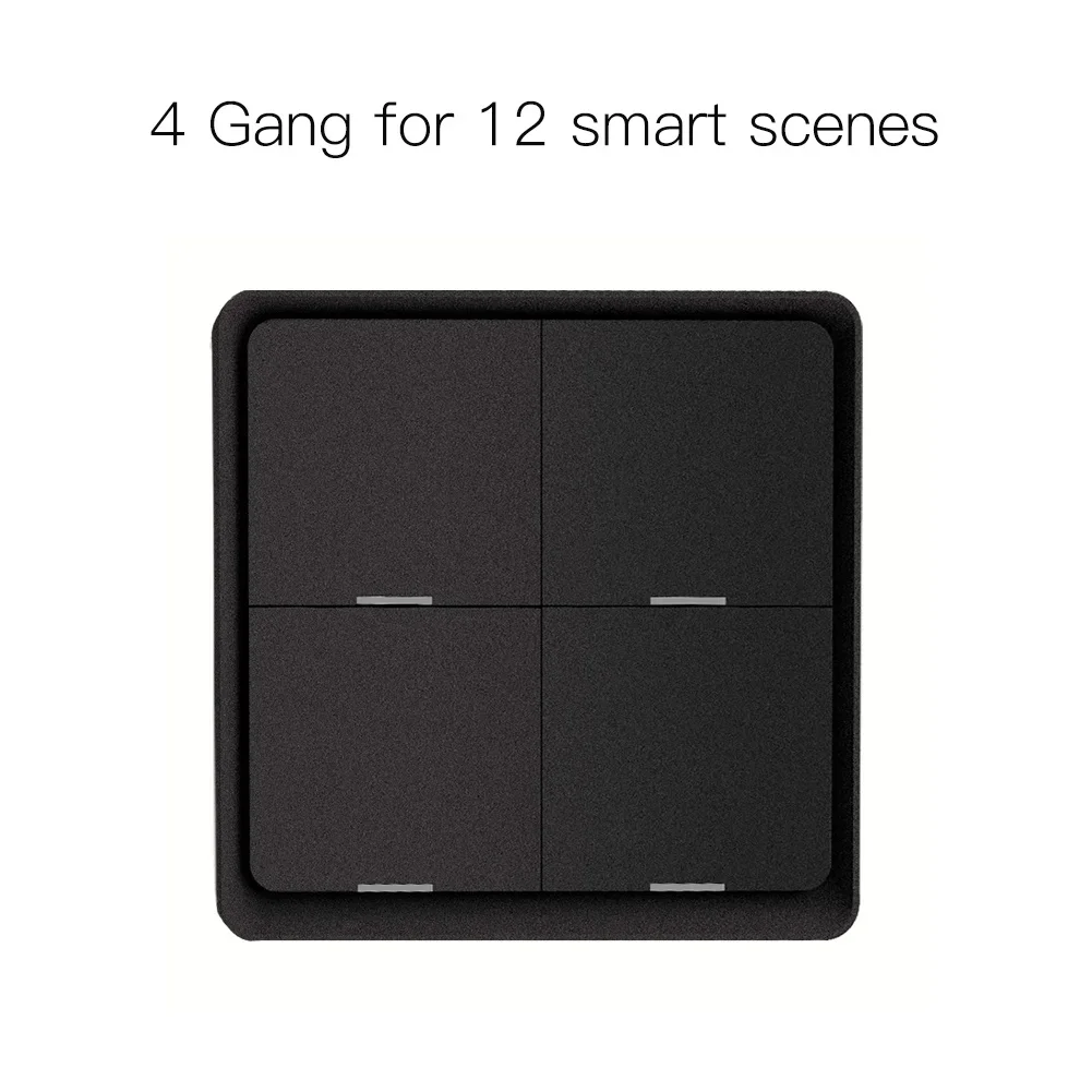 MOES 4 Gang Tuya ZigBee Wireless 12 Scene Switch Push Button Controller Battery Powered Automation Scenario for Tuya Devices