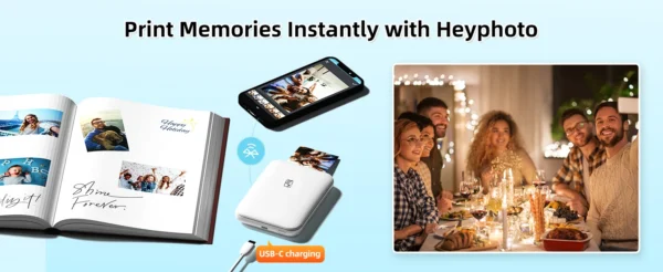 MT53 Portable Color Photo Printer Handheld Pocket Printer 313Dpi 2X3 inch Sticky-backed Photo Paper Printing Machine For Home