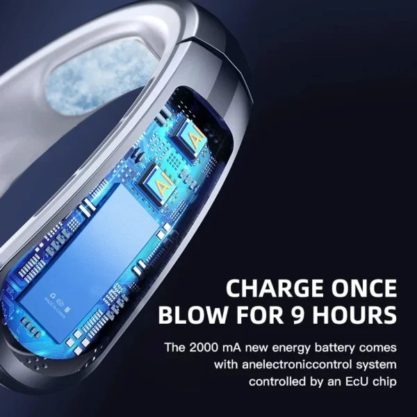 Xiaomi 8000mAh USB Hanging Neck Fan Portable Bladeless Mini Rechargeable Mute LED Digital Display Electric Fans Air Cooler New