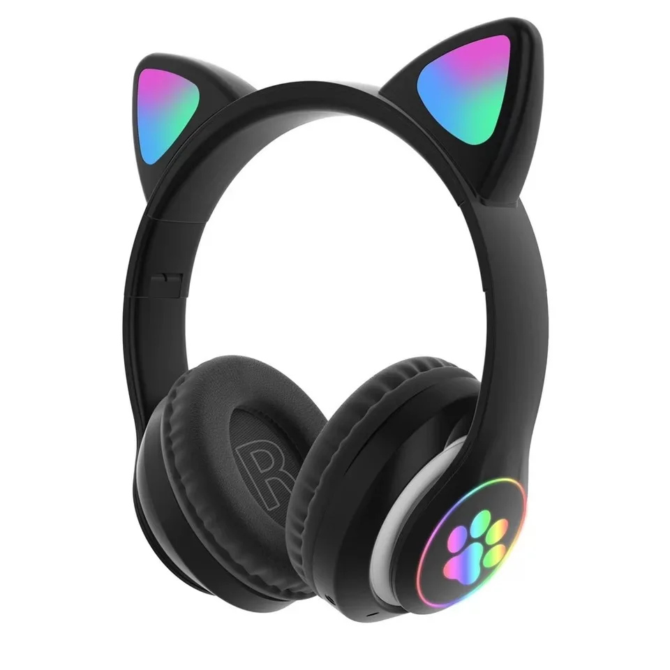 Cat Ears Headphones Flash Light Wireless With MIC Control LED Kid Girl Stereo Cute Music Helmet Bluetooth Phone Headset Earphone