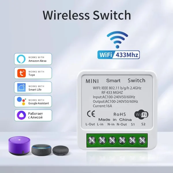 Tuya WiFi Smart Light Switch Smart Home Wireless RF 433mhz Push Button Wall Switch Via Alexa Google Home Alice Smart Life App