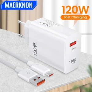 USB Charger 120W Quick Charge EU/US Plug Phone Charger Adapter For iPhone Samsung Xiaomi Huawei Type C Cable Fast Charge Charger